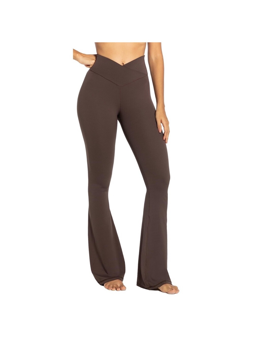 Sunzel Crossover Chocolate Brown Flare Leggings Small